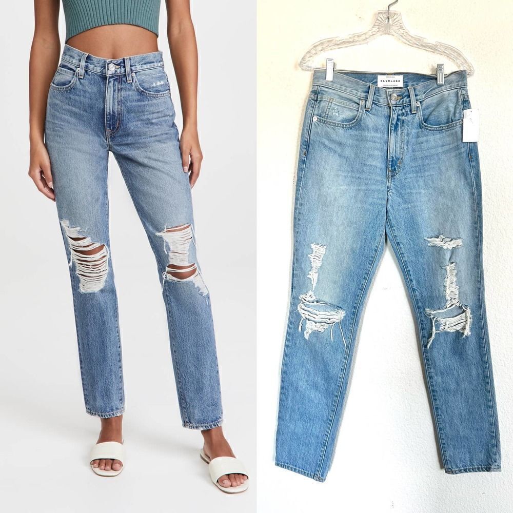 SLVRlake Roxy Slim Straight in Mind Made Up Distressed 26”